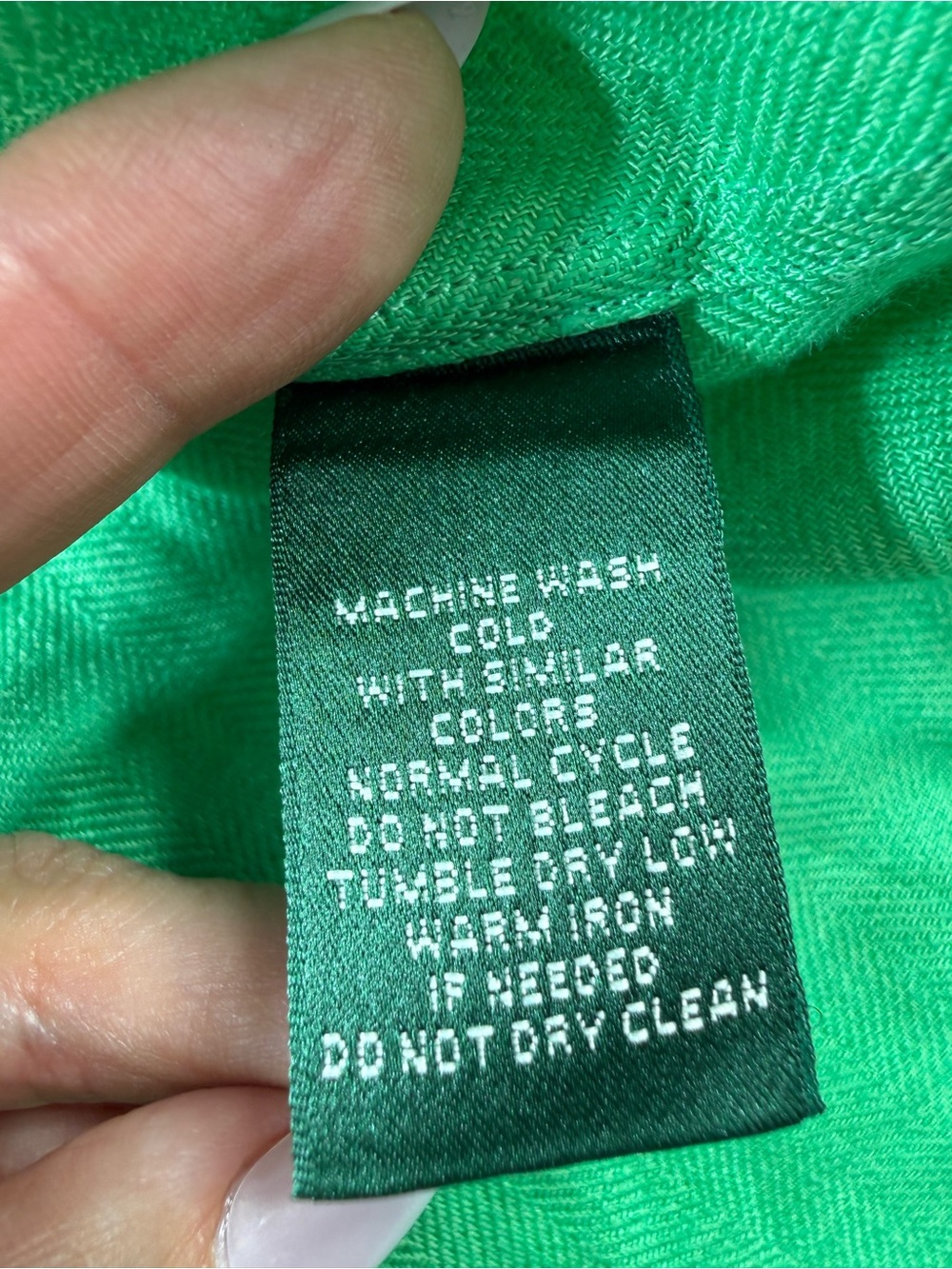 Lauren Ralph Lauren 100% Linen Bright Green Button-Down Shirt Women’s Size XL - Picture 13 of 14